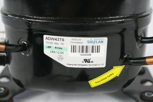 SIKELAN ADW43T6 REFRIGERATION COMPRESSOR 1/6 HP 444BTU 110-120V R134A 50-60HZ