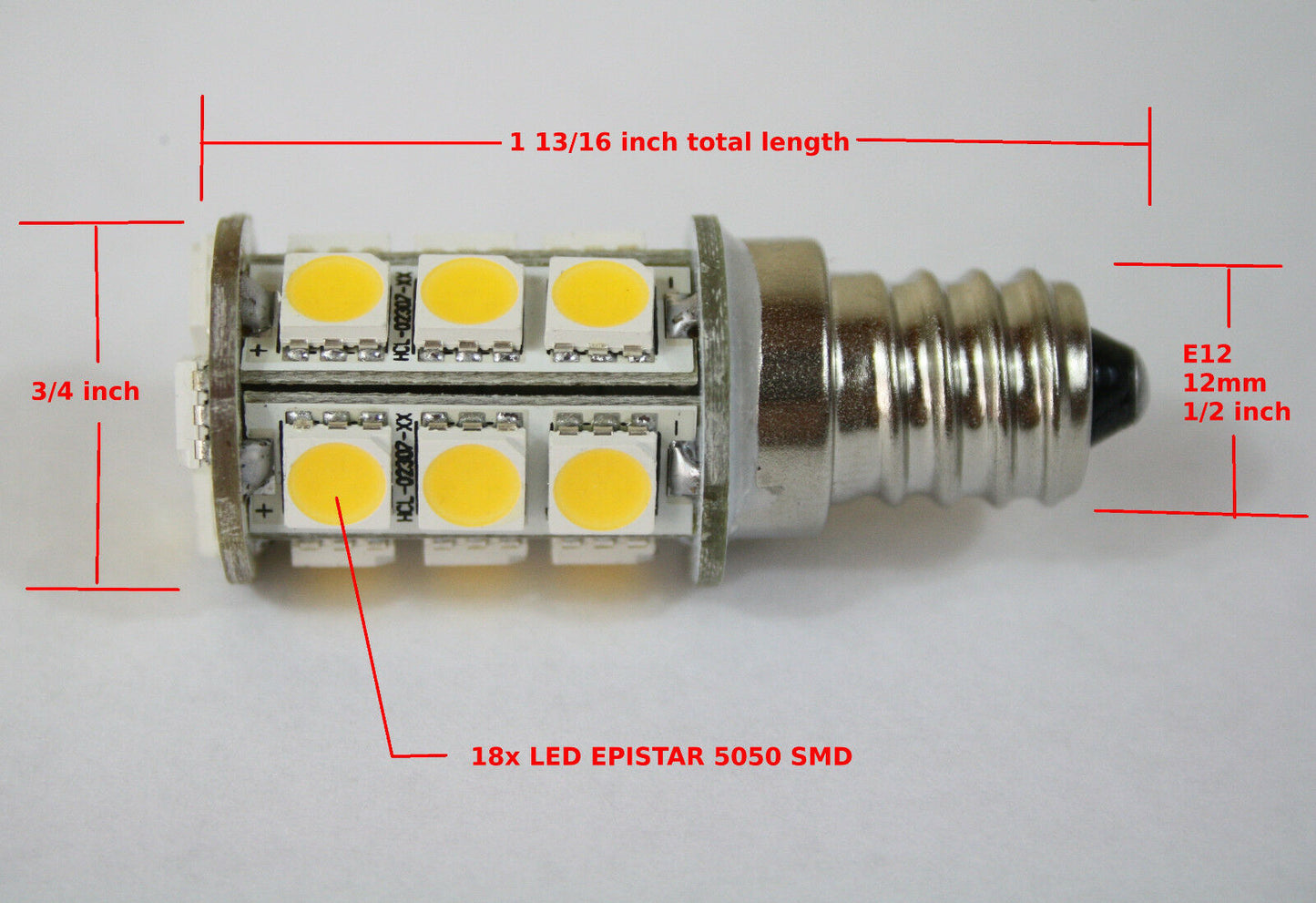 E12 led High quality 5050 DC12V 3.2W  light Bulb Fridge RV boat Solar Warm White