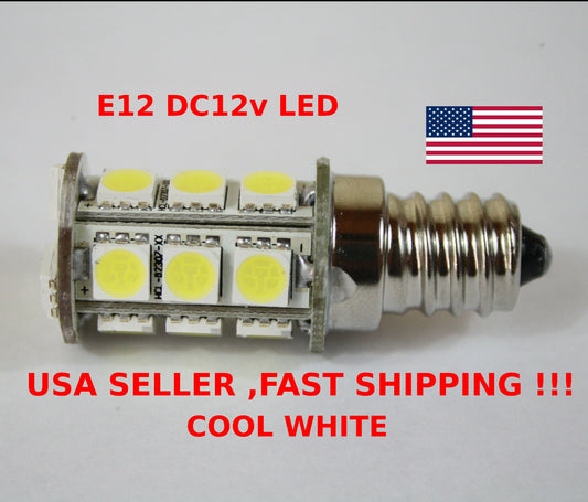 E12 led High quality 5050 DC12V 3.2W  light Bulb Fridge RV boat Solar Cool White