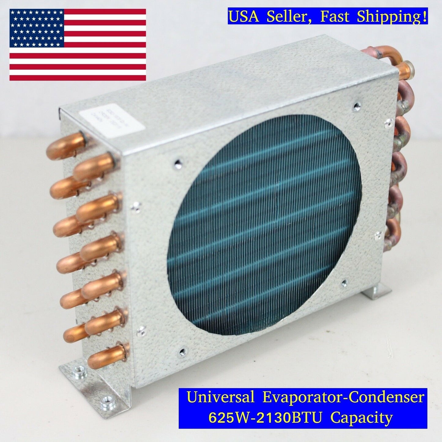 Air cooled Evaporator Condenser 625W 120x120mm 4 row 1/4" tube Copper/Aluminium