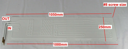 Fridge Freezer Roll Bond Aluminium Evaporator 39 1/2x10" (1000x250mm) 1/4" tube