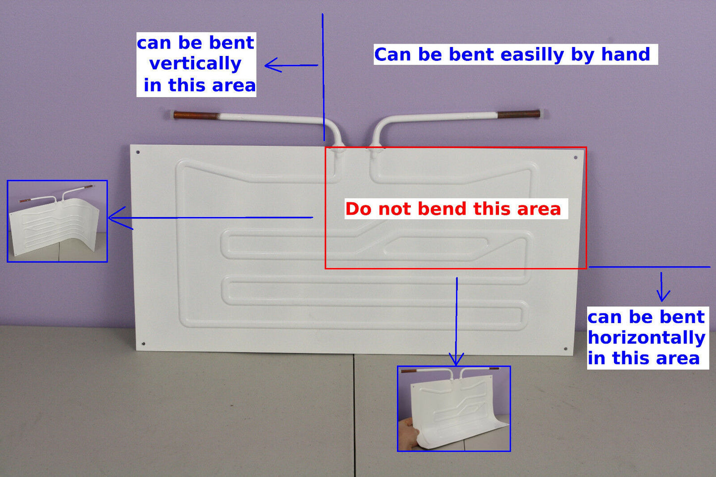 Fridge Freezer Roll Bond Aluminium Evaporator 14x10" (350x250mm) 1/4" tube