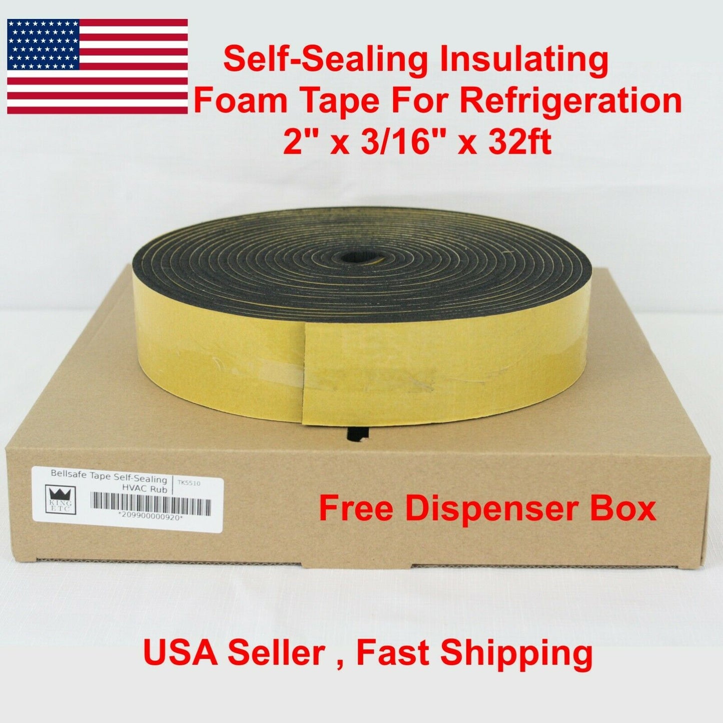 Bellsafe Tape Self-Sealing HVAC Rubber Pipe Insulation 2"x 3/16"x 32ft Armaflex