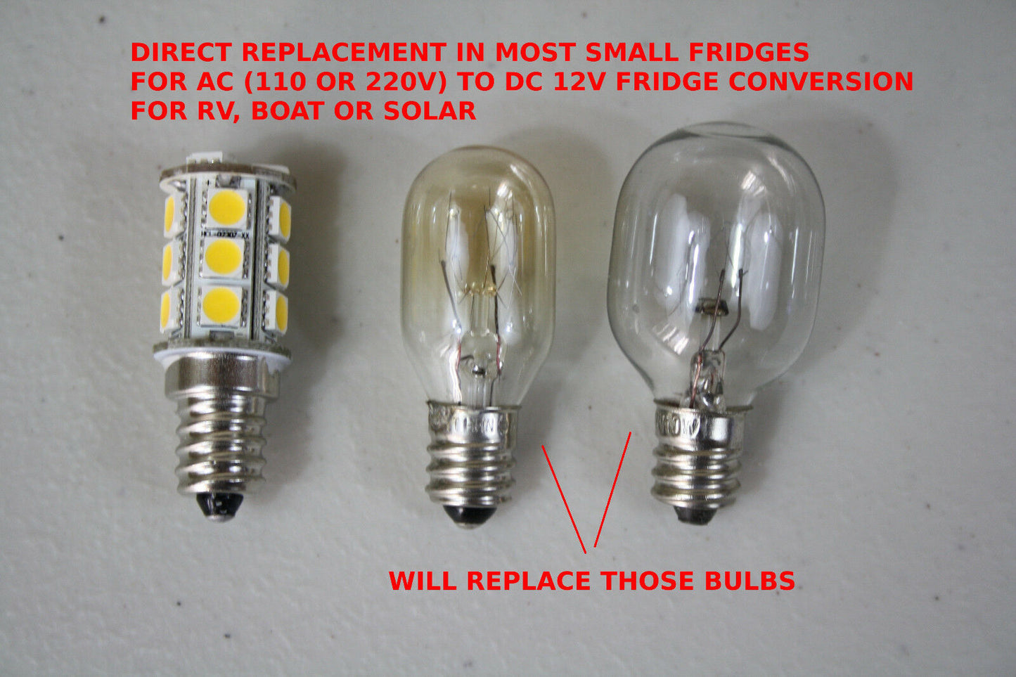 E12 led High quality 5050 DC12V 3.2W  light Bulb Fridge RV boat Solar Cool White