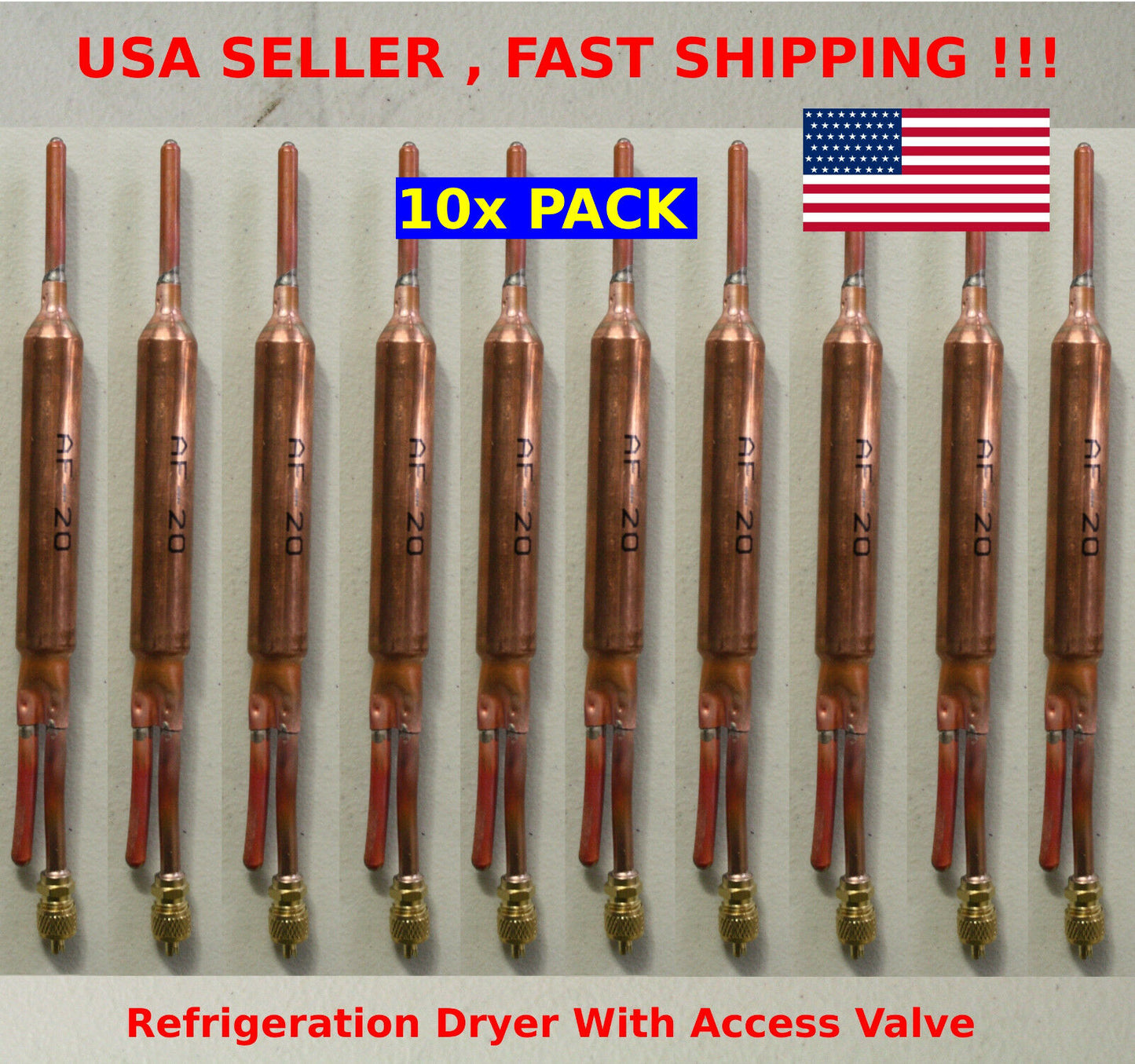 10x Freezer Fridge A/C Refrigeration Copper Filter Dryer 20G 1/4" Sweat Valve 1.5Ton