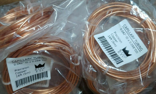Precision Copper Capillary Refrigeration Tubing 0.036" ID x 16Ft Length