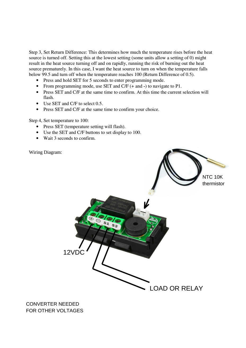 Digital Thermostat Temperature Controller Temp Sensor Control W2809 12VDC