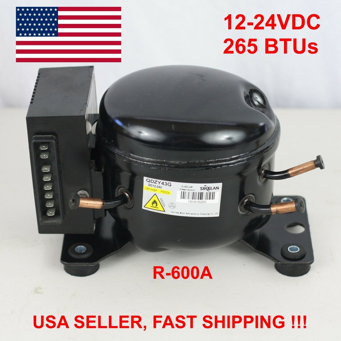 Sikeland QDZY43G 12V 24V DC R600a Refrigeration Compressor Mobile Marine Off-Grid