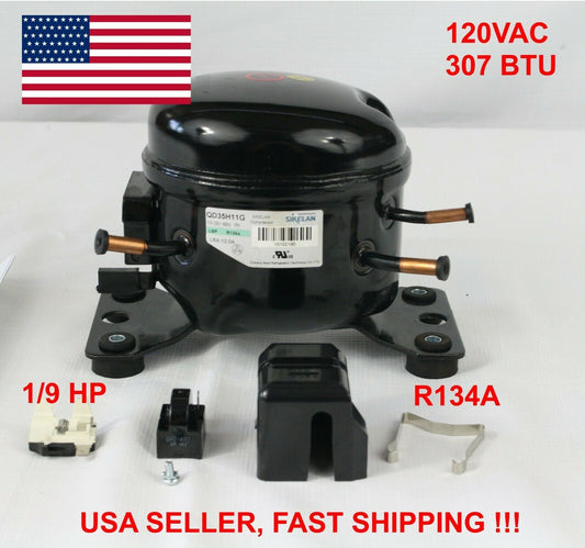 SIKELAN QD35H11G REFRIGERATION COMPRESSOR 1/9 HP 307BTU 110-120V R134A 50-60HZ