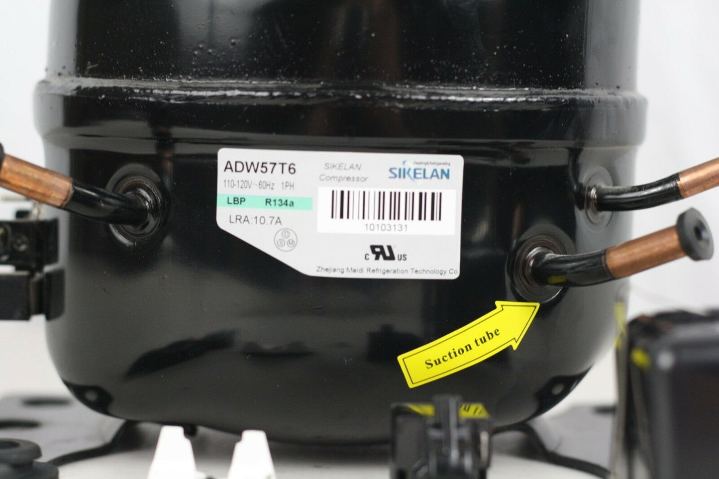 SIKELAN ADW57T6 REFRIGERATION COMPRESSOR 1/4 HP 546BTU 110-120V R134A 50-60HZ