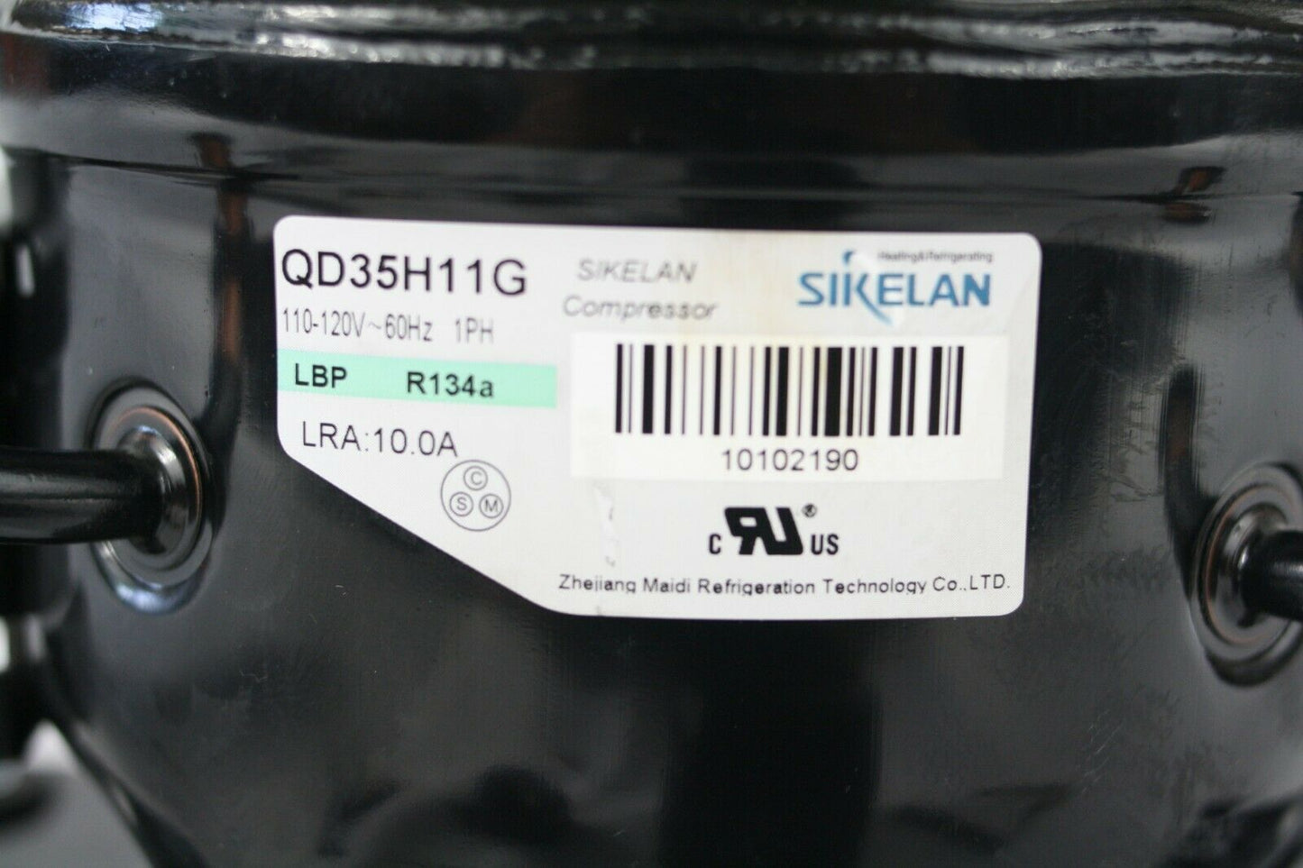 SIKELAN QD35H11G REFRIGERATION COMPRESSOR 1/9 HP 307BTU 110-120V R134A 50-60HZ