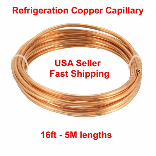 Precision Copper Capillary Refrigeration Tubing 0.064" ID x 16Ft Length