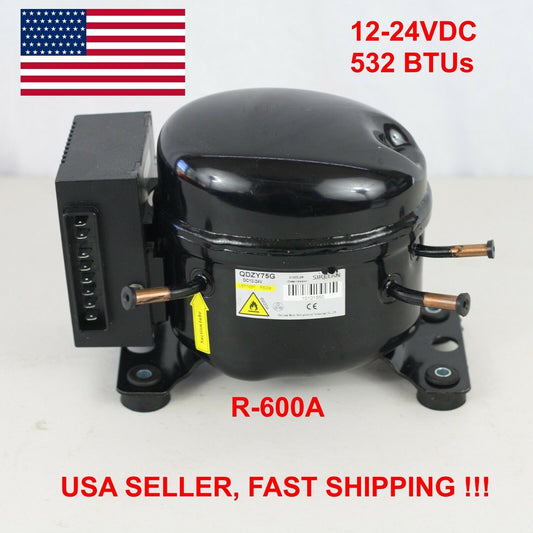 12V 24V DC Refrigeration Compressor Fridge Freezer Mobile Solar QDZY75G R600a