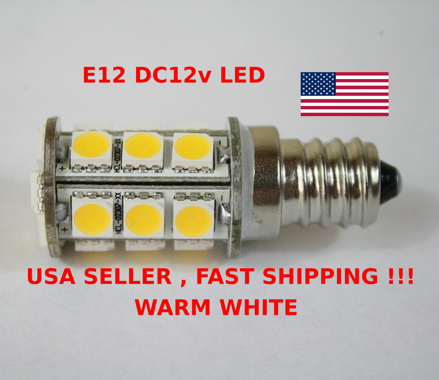 E12 led High quality 5050 DC12V 3.2W  light Bulb Fridge RV boat Solar Warm White