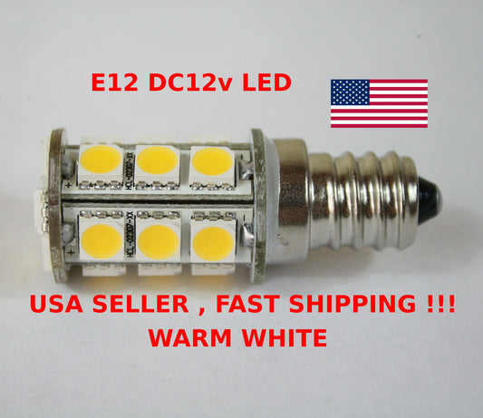 E12 led High quality 5050 DC12V 3.2W light Bulb Fridge RV boat Solar Warm White