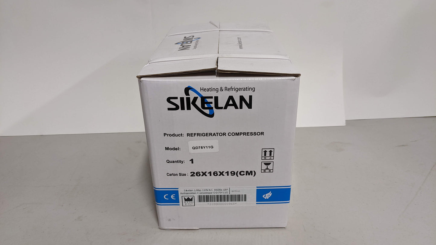 Sikelan QD75Y11G Refrigeration Compressor 1/6-HP 532BTU 110-120V R600a LBP