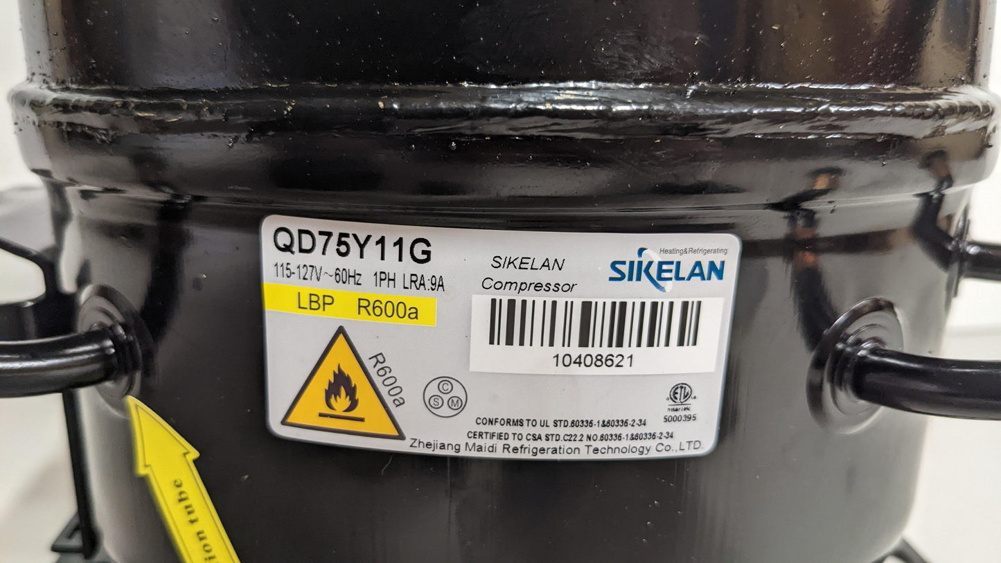 Sikelan QD75Y11G Refrigeration Compressor 1/6-HP 532BTU 110-120V R600a LBP