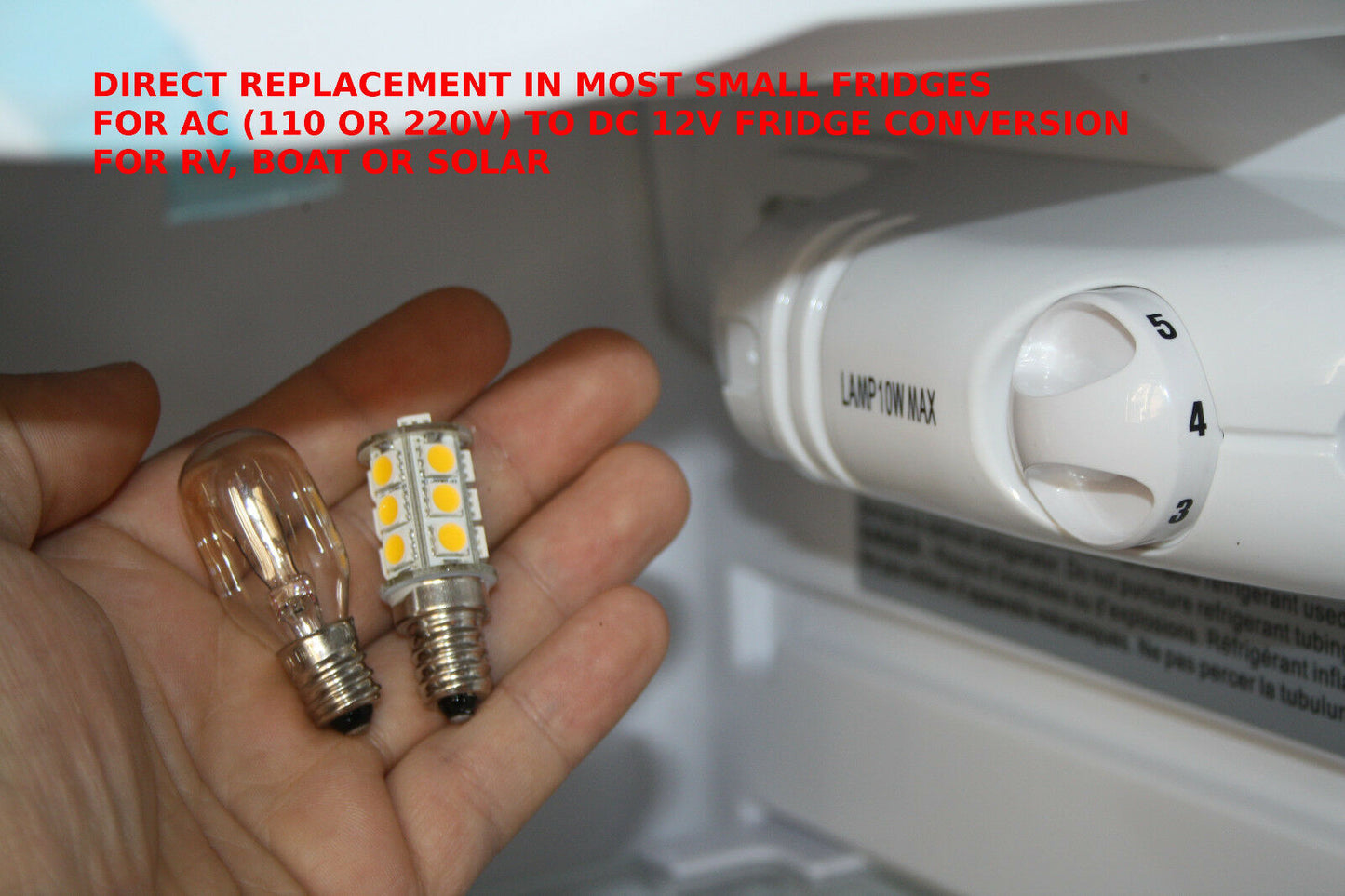 E12 led High quality 5050 DC12V 3.2W  light Bulb Fridge RV boat Solar Cool White