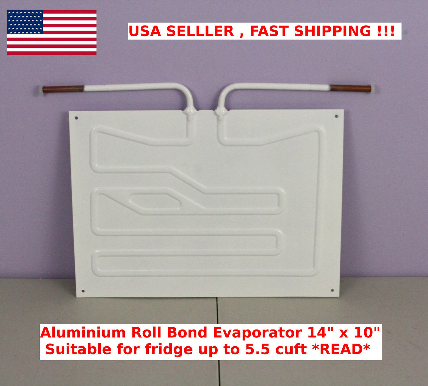 Fridge Freezer Roll Bond Aluminium Evaporator 14x10" (350x250mm) 1/4" tube