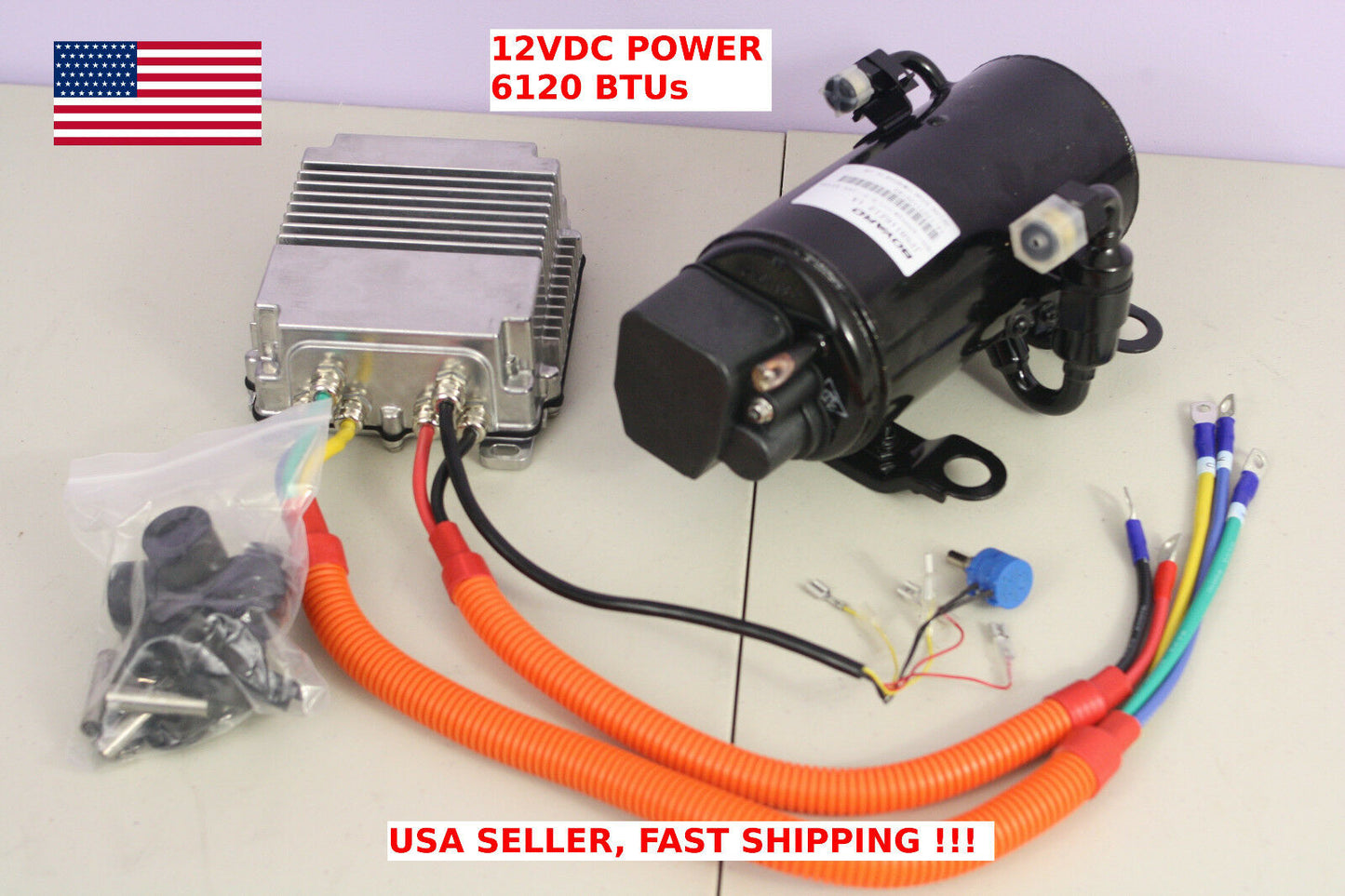 12V DC JFSB116Z12 Compressor with controller A/C Car Hot-Rod Solar 6120btu R134a