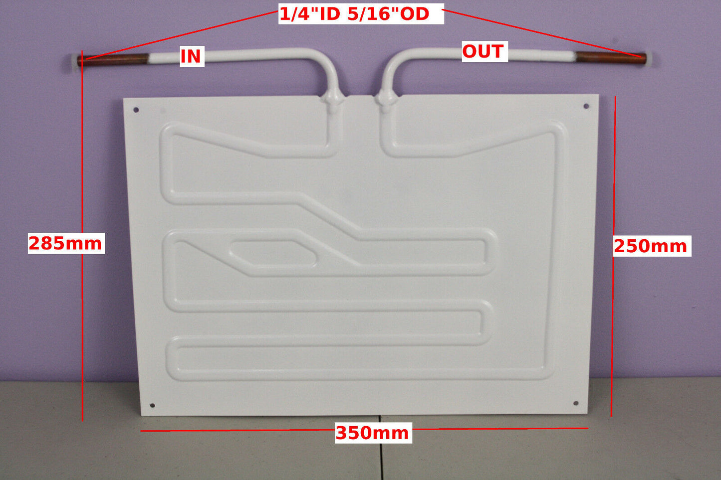 Fridge Freezer Roll Bond Aluminium Evaporator 14x10" (350x250mm) 1/4" tube